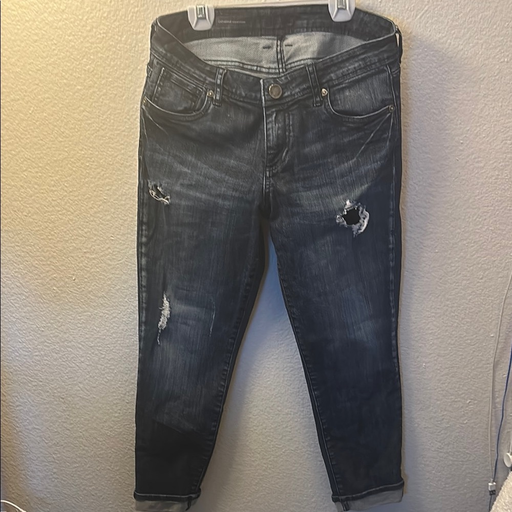 Kut from the Kloth Blue Ankle Cropped Jeans Distressed